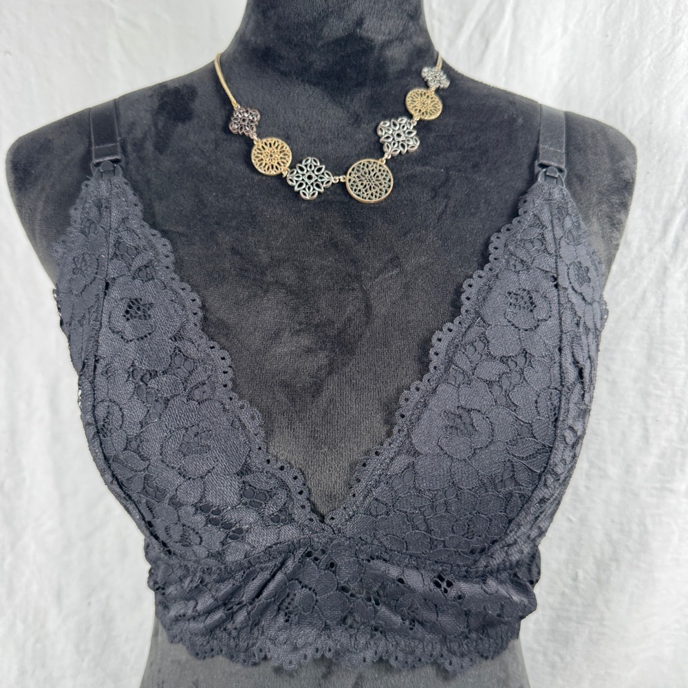Women's Momanda Lace Nursing Bra 34E‎ Lightly Lined Black A083 NEW
